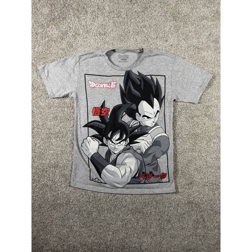 Dragon Ball Super T-Shirt Youth Size 12 Goku & Vegeta Gray Short Sleeve Graphic